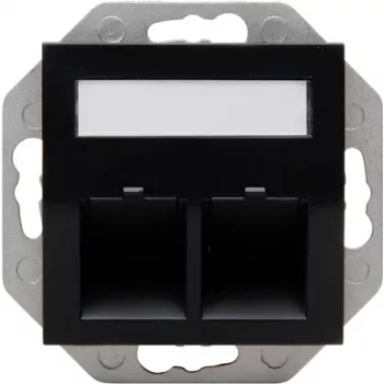 Plaque murale Keystone HEINRICH KOPP HK07 avec couvercle, IP44, 2 ports, noir 953850004