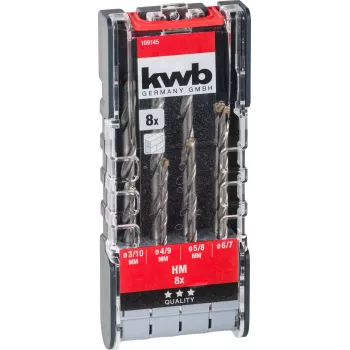 Set de forets hélicoïdaux pour pierre au carbure kwb 109145, 8 pièces, 3-10 mm