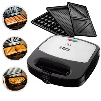 Appareil à sandwich 3 en 1 Creations Russell Hobbs, noir/acier inoxydable