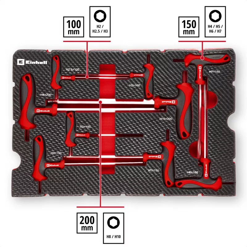 Ensemble d'inserts de coffret 9 pièces pour E-Case Einhell 370526, rouge/noir