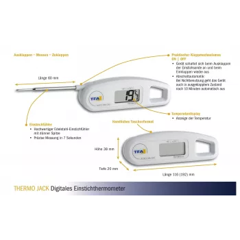 Thermomètre à sonde digital TFA Dostmann 30.1047