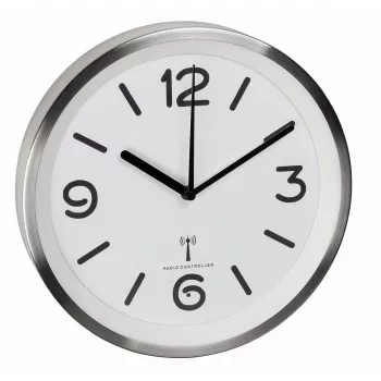 Horloge murale radio-pilotée TFA Dostmann 60.3535.02 ronde argent - blanc