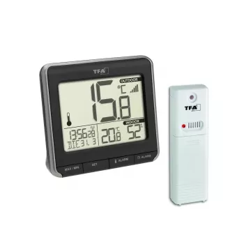 Thermomètre numérique sans fil TFA Dostmann PRIO, noir/blanc 30.3069.01