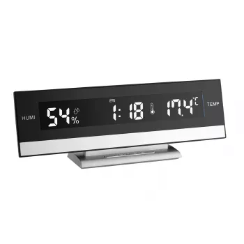 TFA Dostmann 60.2011 réveil à quartz noir, argent