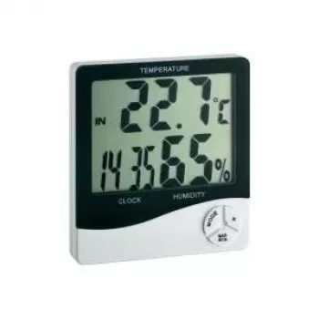 Thermo-hygromètre TFA Dostmann WS 5031 avec horloge, noir/blanc 30-5031
