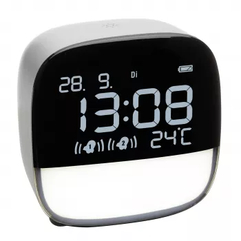 TFA Dostmann 60.2034.02 réveil à quartz blanc avec 2 heures d'alarme