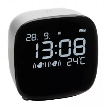 TFA Dostmann 60.2034.02 réveil à quartz blanc avec 2 heures d'alarme