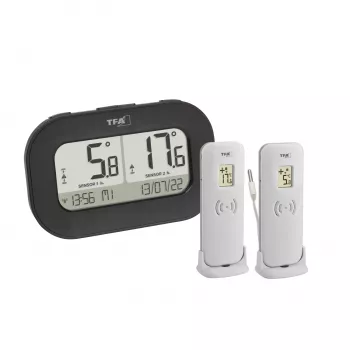 Thermomètre numérique sans fil TFA Dostmann DOUBLE-CHECK, noir 30.3073.01