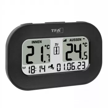 Thermomètre numérique sans fil TFA Dostmann COOL@HOME, noir 30.3046.01