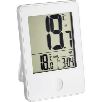 TFA Dostmann thermomètre sans fil avec horloge, blanc (30-3051-02)
