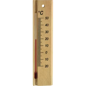 TFA Dostmann Thermomètre d'intérieur analogique, bois de hêtre, -20 à +50 °C, fixation murale 12.1053.05