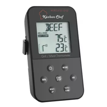 TFA Dostmann 14.1504 thermomètre de cuisson avec sonde à câble, alarme, minuteur, surveillance de la température à cœur pour cuisson à basse température, porc, bœuf, gibier, dinde, agneau, lapin