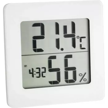 TFA DOSTMANN 30.5033.02 Thermo-hygromètre numérique avec LCD, mémoire max/min, indicateur de zone de confort, fixation magnétique/sur support, blanc