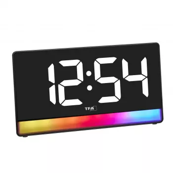 TFA Dostmann 60.2051.01 Réveil à quartz noir avec fonction de charge