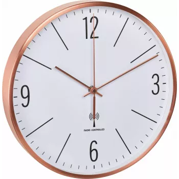TFA Dostmann 60.3534.51 Horloge murale à quartz ronde cuivre et blanche