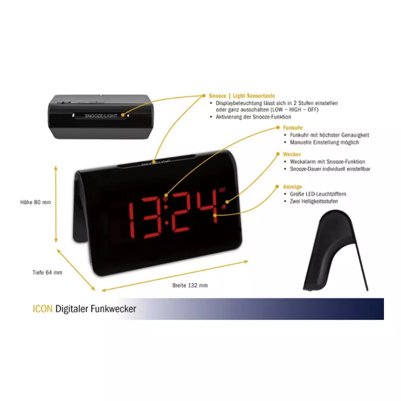 TFA Dostmann 60.2543.05 Réveil numérique noir