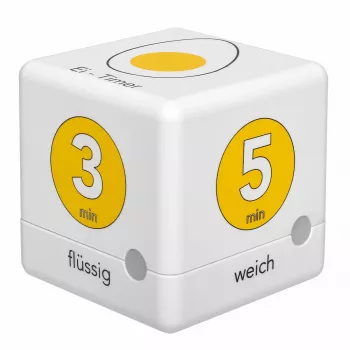 TFA Dostmann Cube Timer Minuteur d'œuf numérique, blanc/jaune (38.2041.07)