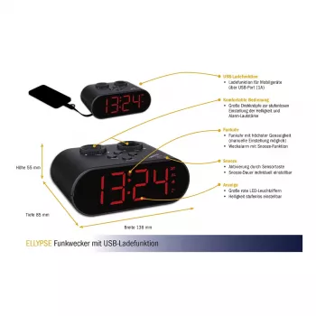 TFA Dostmann 60.2551.01 Réveil radio-piloté noir