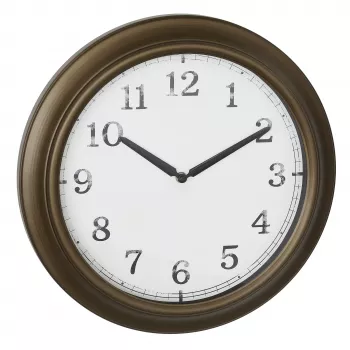 Horloge murale extérieure en métal TFA Dostmann 60.3066.53 - quartz, laiton, résistante aux éclaboussures, 387 mm, grand affichage