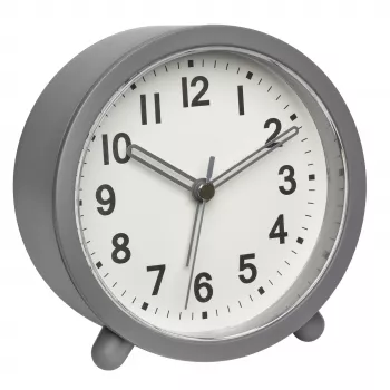 TFA Dostmann 60.1043.10 Réveil à quartz gris avec mouvement silencieux et alarme crescendo