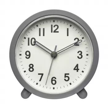 TFA Dostmann 60.1043.10 Réveil à quartz gris avec mouvement silencieux et alarme crescendo