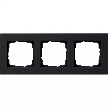 Cadre de recouvrement Gira System 55, 3 postes, plat, noir 0213095