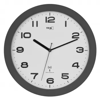 Horloge murale radio-pilotée TFA Dostmann 60.3554.10 320 mm anthracite à seconde silencieuse