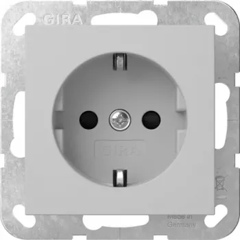 Gira 4453015 Prise SCHUKO avec couvercle rabattable, System 55, gris trafic (RAL 7043)