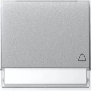 Bouton bascule GIRA TX44 avec symbole cloche et champ d'inscription, aluminium 367365