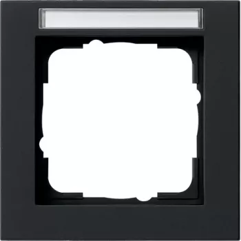 Cadre de finition 1 poste Gira Standard 55 noir avec champ d'inscription 109109