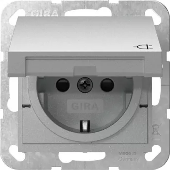 GIRA 441426 Prise SCHUKO avec couvercle rabattable et verrouillage, System 55, blanc pur brillant