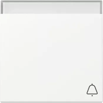 Bouton bascule Gira System 55 avec symbole cloche et champ d'inscription, blanc pur satiné 367327