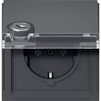 GIRA 446767 Prise SCHUKO avec serrure à clé, fermeture individuelle, 16 A, 250 V, encastrée, thermoplastique