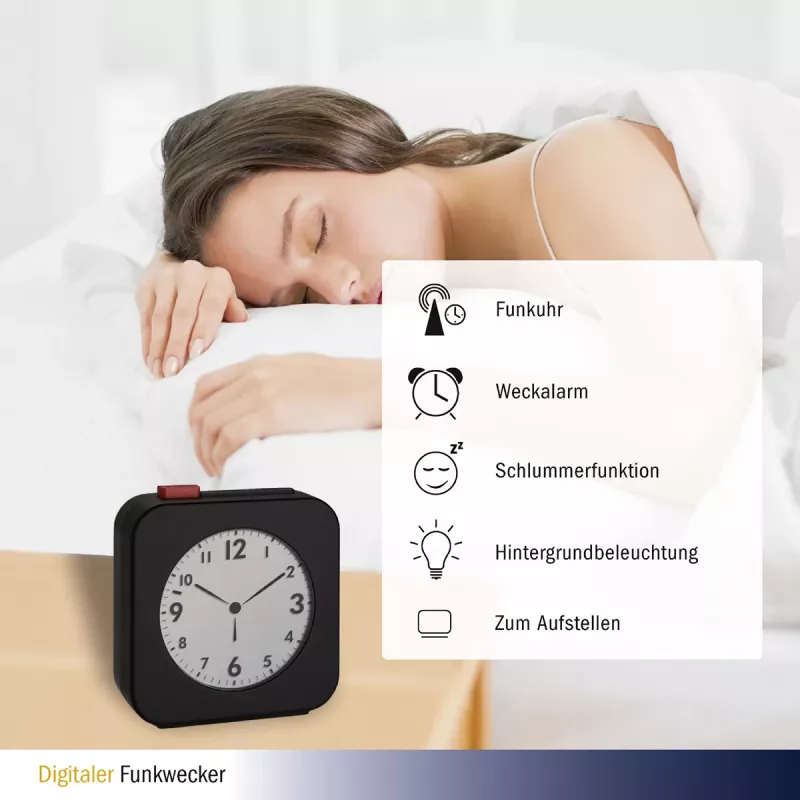 TFA Dostmann 60.2555.01 Réveil numérique noir