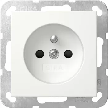 GIRA 448503 Prise Schuko avec couvercle rabattable, System 55, blanc pur brillant