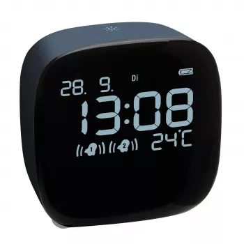 Réveil à quartz TFA Dostmann 60.2034.06 bleu nuit avec 2 heures de réveil