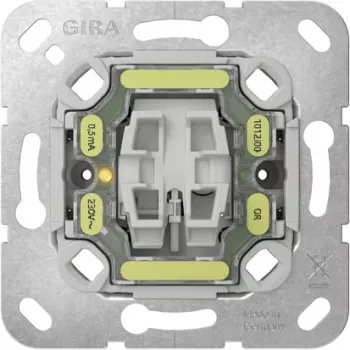 Mécanisme de bouton-poussoir OFF GIRA 384200, 2 pôles, NO, 250 V AC, 10 A, encastré