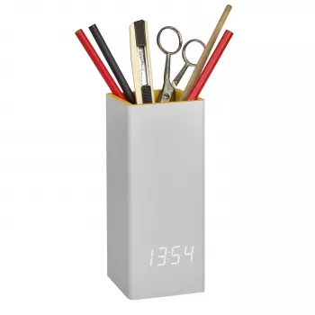 Horloge de table à quartz TFA Dostmann 60.2041.15 gris jaune