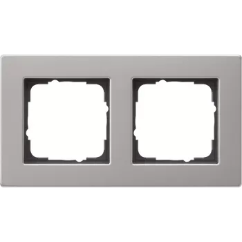 Cadre de finition 2 postes plat Gira E2 acier inoxydable 0212335