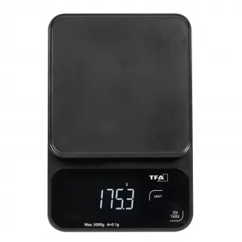 Balance de cuisine numérique TFA Dostmann COOKIE, capacité 5 kg, précision 1 g, avec bol doseur, noire 50.2009.01