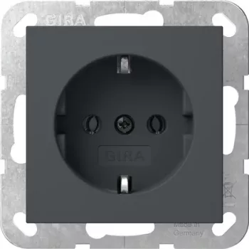 Prise SCHUKO Gira System 55 avec capot rabattable, anthracite 418028