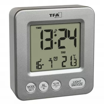 Réveil radio-piloté TFA Dostmann COSY argent 60.2567.54