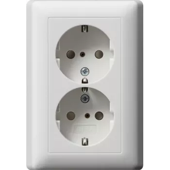 Prise Schuko Gira System 55 CEE 7/3, 16 A, 250 V, blanc pur brillant, capot rabattable 078327