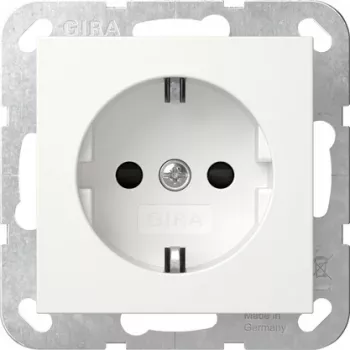 Prise SCHUKO GIRA 475503 avec éclairage d'orientation LED, protection accrue contre les contacts, blanc pur brillant