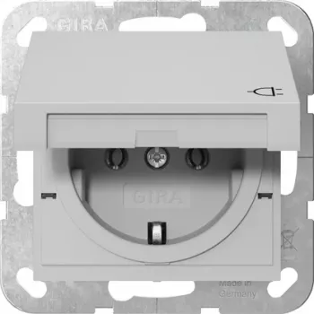 Prise SCHUKO GIRA 4454015 avec couvercle rabattable, System 55, grise