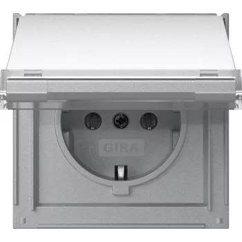 Prise SCHUKO Gira TX_44 avec couvercle rabattable et champ d'inscription, blanc pur 441065