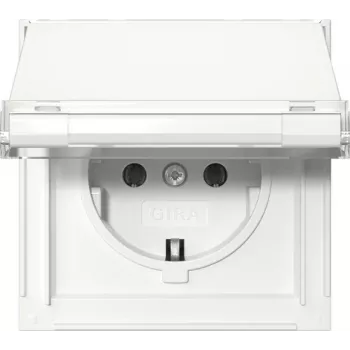 Prise SCHUKO GIRA 441066 avec couvercle rabattable, Gira TX_44, blanc pur