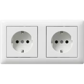 Prise SCHUKO Gira 479303, 2 voies, précâblée, avec cadre