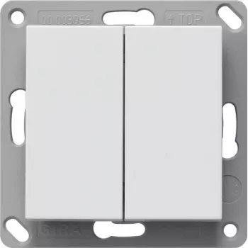 Bouton mural sans fil Gira, sans pile, 2 postes, blanc pur mat, 242227