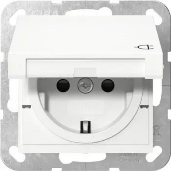 Prise SCHUKO Gira 475427 avec couvercle rabattable, System 55, blanc pur brillant